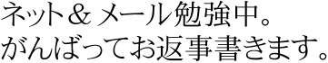 ネット＆メール勉強中。がんばってお返事書きます。